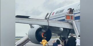 Motorul unui avion a luat foc la aterizare. 146 de pasageri au fost evacuați în sistem de urgență