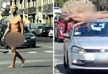 Un bărbat complet dezbrăcat a provocat panică în Italia, după ce a fugit pe carosabil și s-a urcat pe autoturisme 1