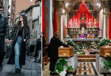Alexandru și Sarah, morți în mod tragic în Italia, conduși împreună pe ultimul drum. Baloane albe ridicate spre cer, imaginea cea mai puternică a despărțirii 1