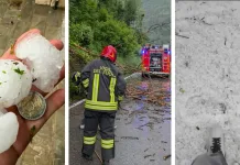 Furtună violentă cu grindină cât mingile de golf în Italia: mașini avariate, copaci căzuți și drumuri albite de gheață 1