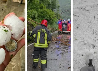 Furtună violentă cu grindină cât mingile de golf în Italia: mașini avariate, copaci căzuți și drumuri albite de gheață 1