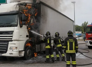 Șofer român de TIR, în stare gravă în Italia după ce a rămas prins între flăcări în cabină 1