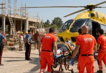 Muncitor român din Italia, grav accident de muncă. A căzut de la o înălțime de trei metri și a fost transportat cu elicopterul la spital 1