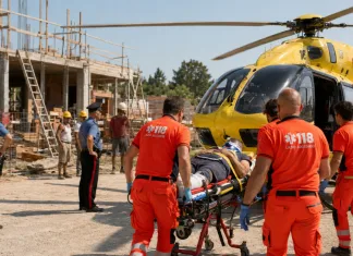 Muncitor român din Italia, grav accident de muncă. A căzut de la o înălțime de trei metri și a fost transportat cu elicopterul la spital 1
