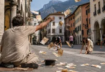 Scene incredibile în Italia: un om al străzii a apărut cu o valiză plină cu bani și i-a împărțit trecătorilor 97a7800a-e296-4907-99d2-7e77b5adad98