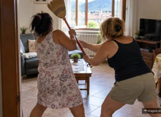 Bătaie cu mătura între două badante din Italia, în locuința bătrânului asistat. Poliția a intervenit în forță 1