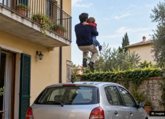 Un tată din Italia s-a aruncat după fiul său de patru ani, căzut de la etajul al doilea. L-a prins, l-a strâns la piept și i-a salvat viața 1